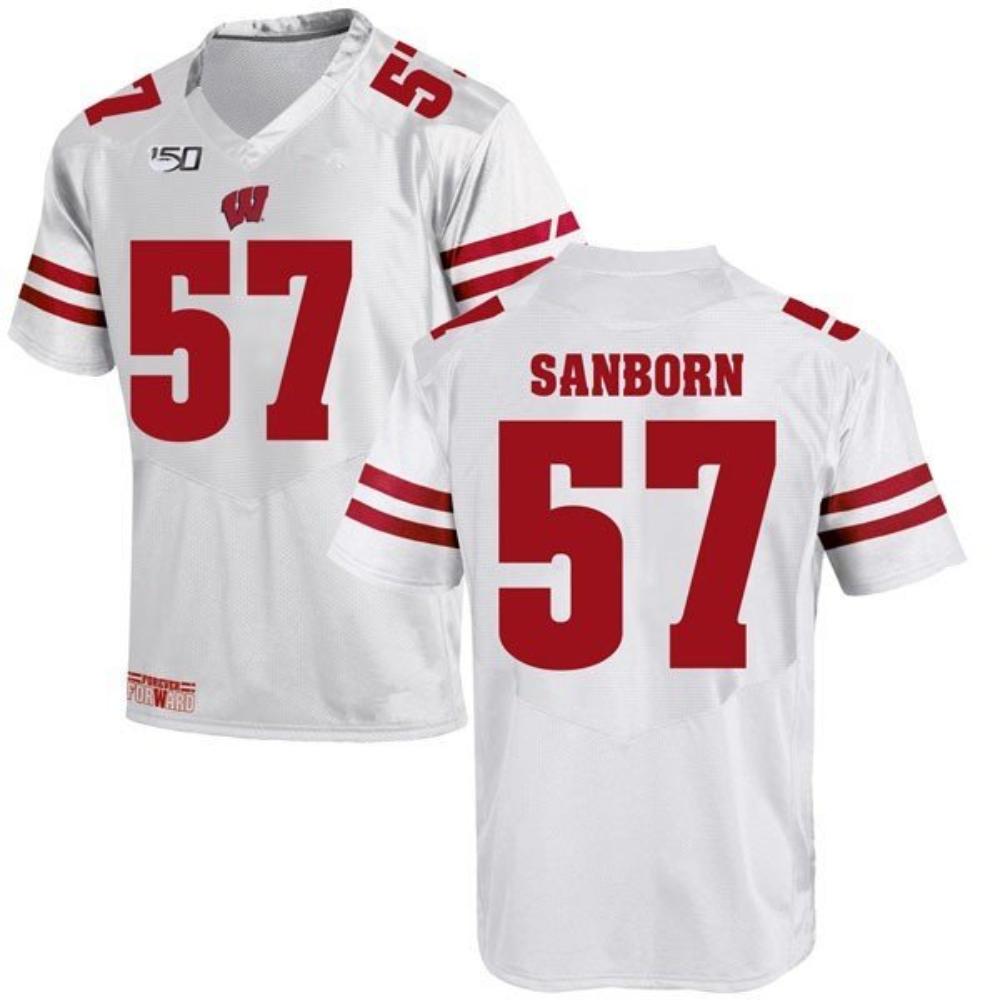 Mens Wisconsin Badgers Jack Sanborn 150th Anniversary College Jersey White