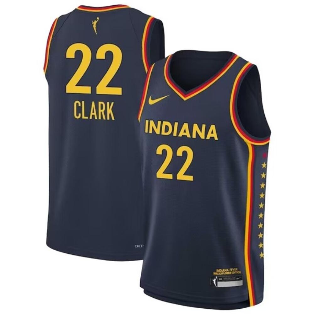 Mens Wnba Indiana Fever 22 Caitlin Clark Navy 2024 Explorer Jersey