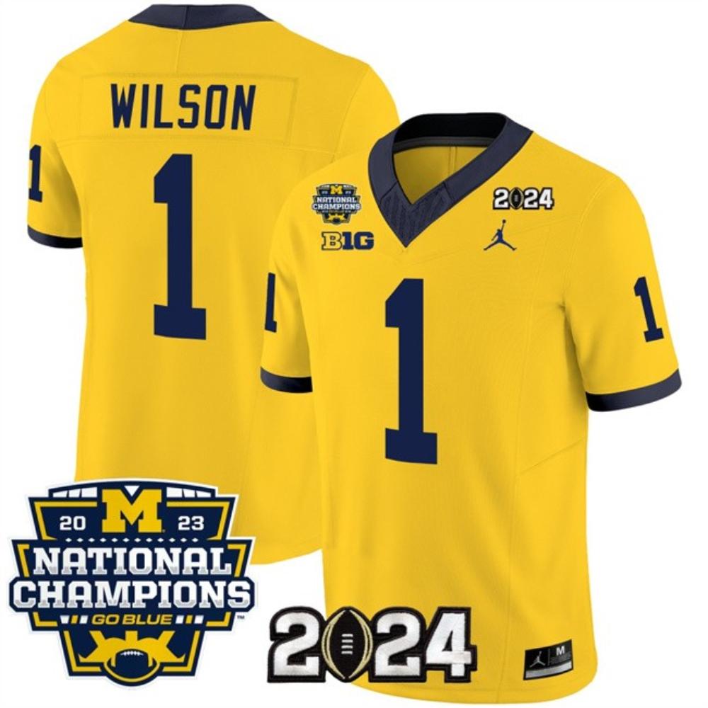 Mens Wolverines 1 Roman Wilson Yellow 2024 Jersey