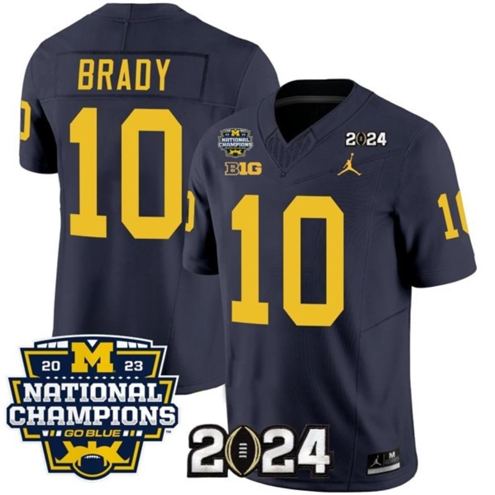 Mens Wolverines 10 Tom Brady Navy 2024 Jersey
