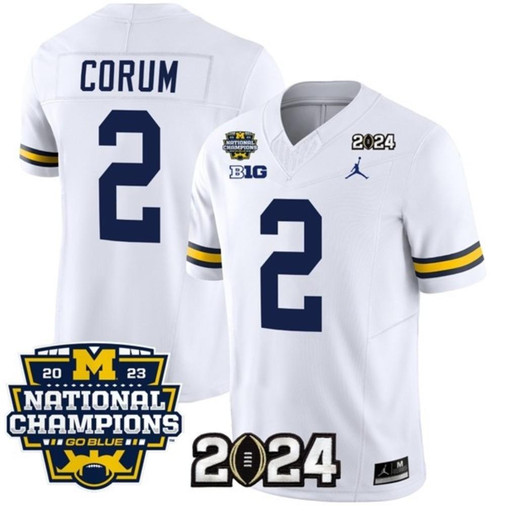 Mens Wolverines 2 Blake Corum White 2024 Jersey
