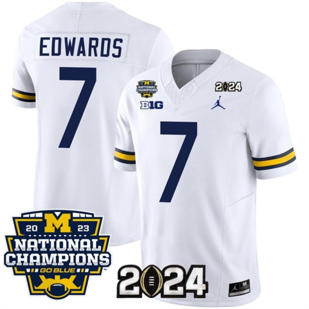 Mens Wolverines 7 Donovan Edwards White 2024 Jersey