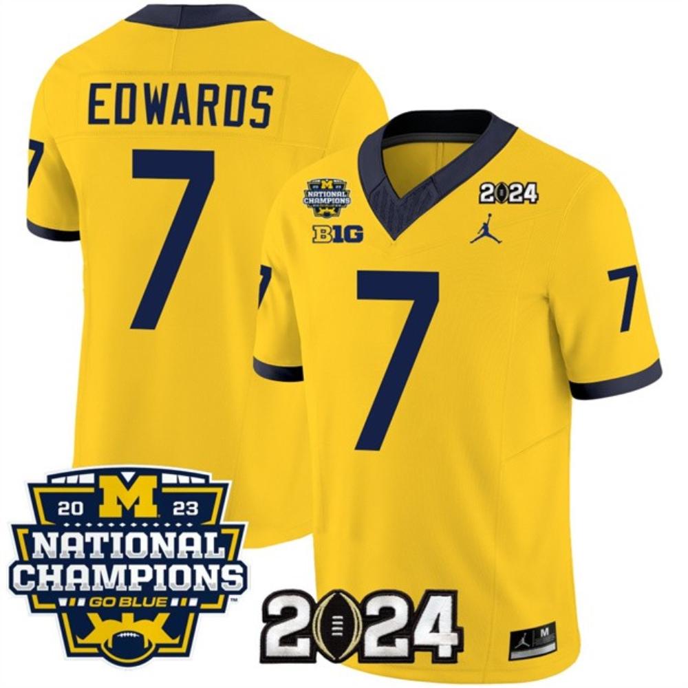 Mens Wolverines 7 Donovan Edwards Yellow 2024 Jersey