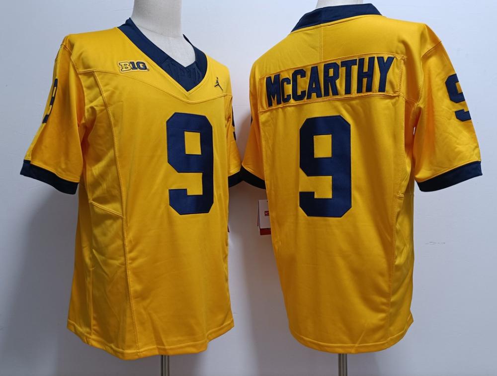Mens Wolverines 9 Jj Mccarthy Yellow 2023 Fuse Vapor Limited Jerseys