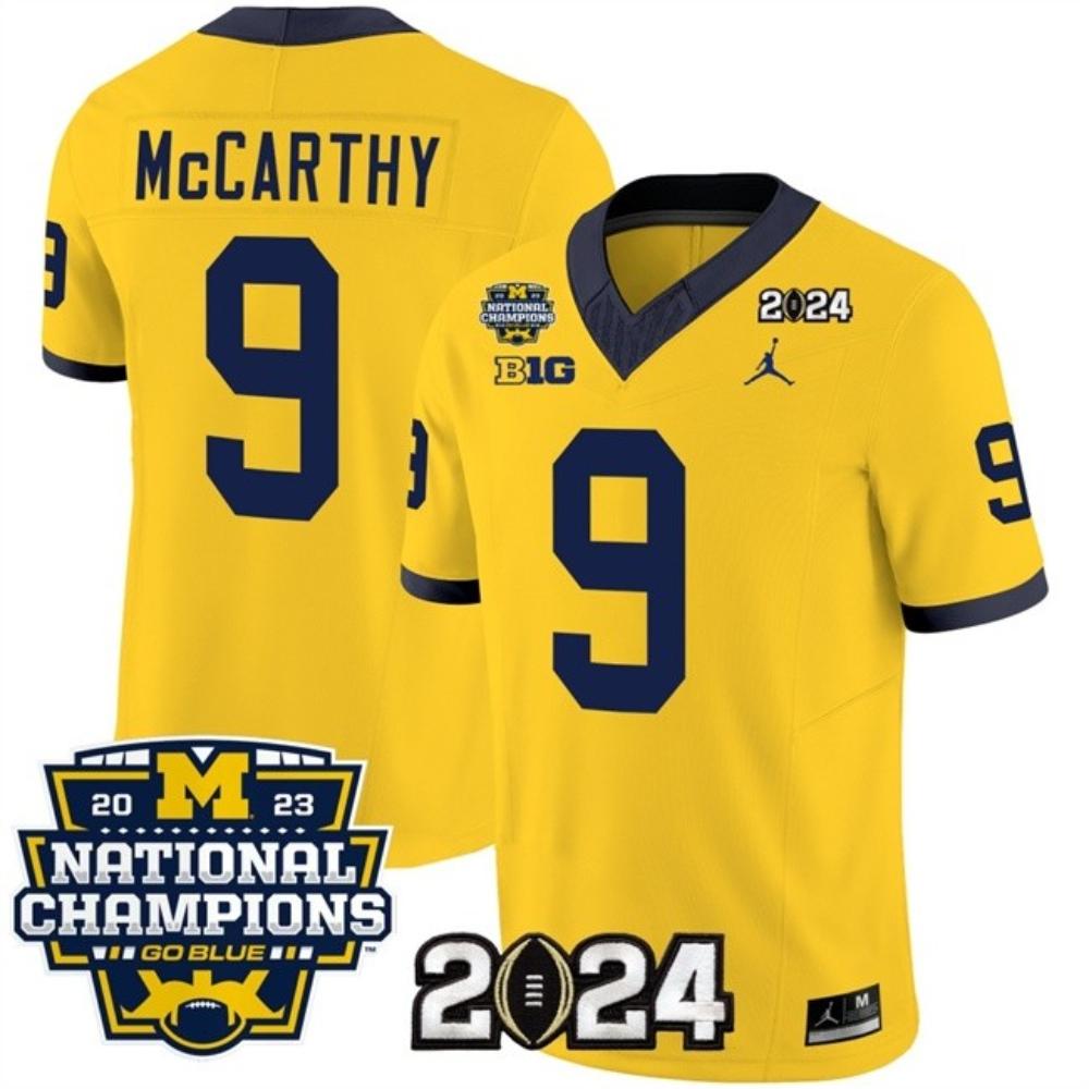 Mens Wolverines 9 Jj Mccarthy Yellow 2024 Jersey