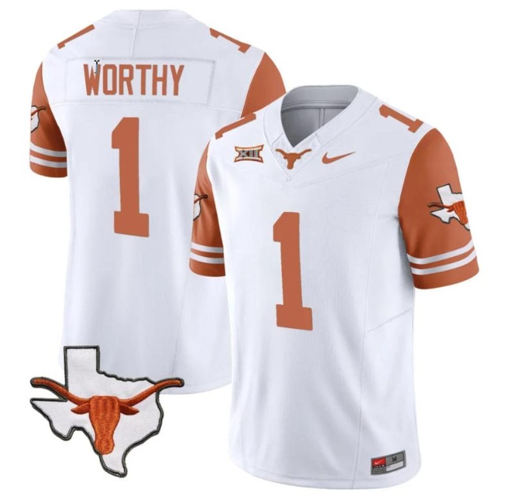 Mens Xavier Worthy Jersey 1 Texas Longhorn Vapor Limited College Orange Sleev
