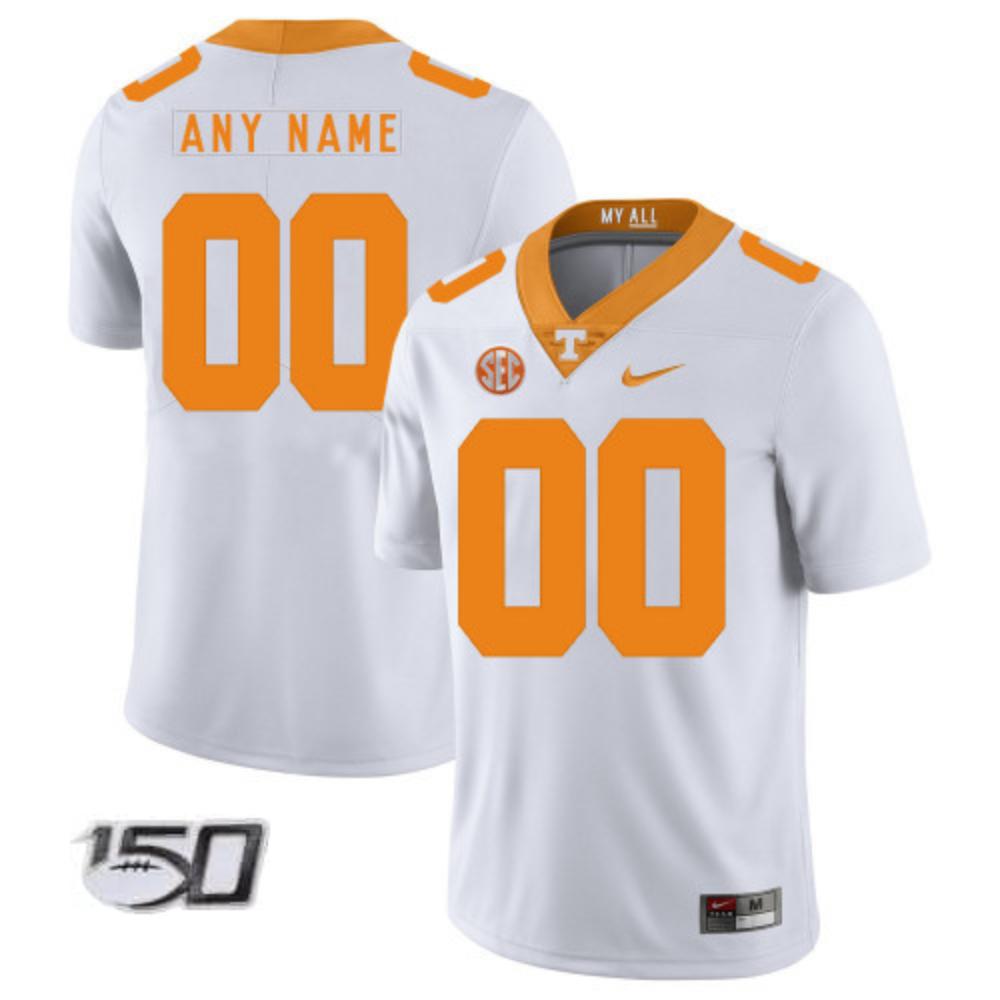 Mens Youth Custom Name Number Tennessee Volunteers White Ncaa 150th Jersey