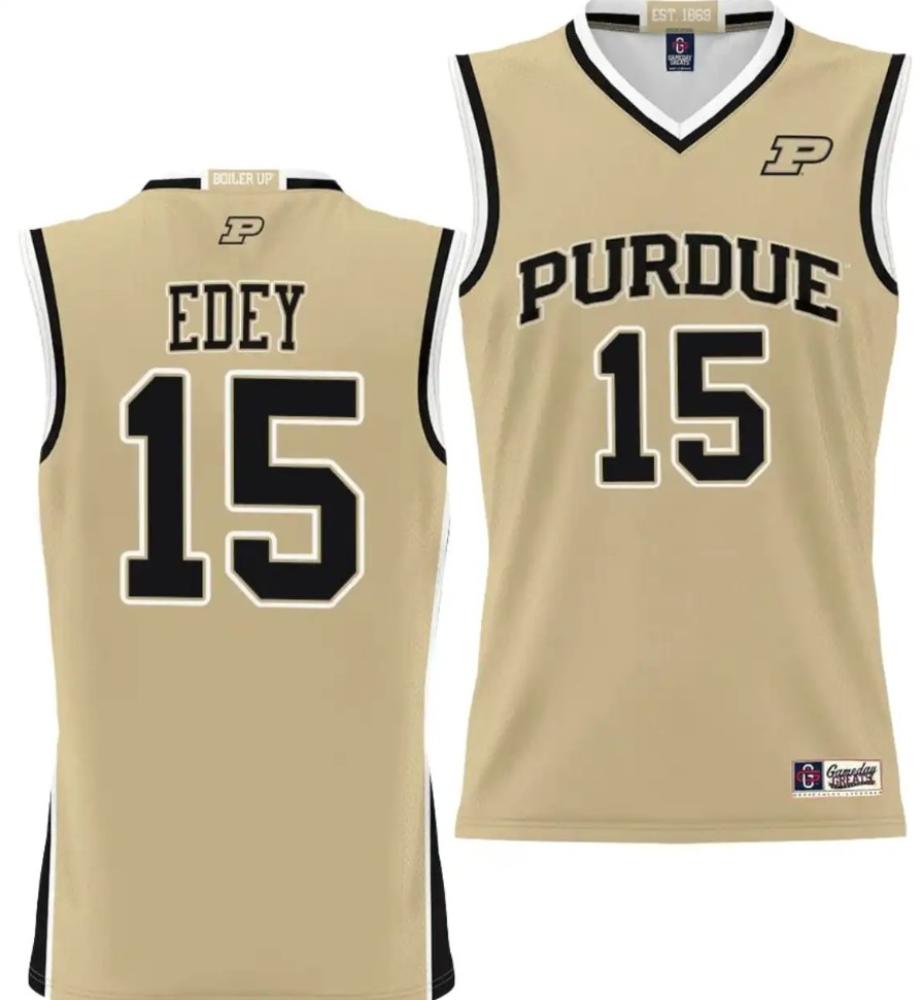 Mens Zach Edey Jersey 15 Purdue Boilermakers Nil College Basketball Gold