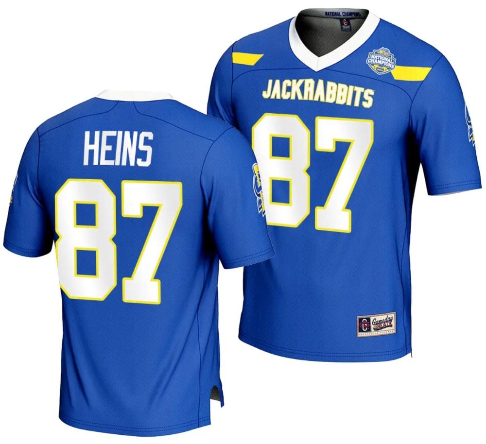 Mens Zach Heins Jersey 87 South Dakota State Jackrabbits 2023 Fcs Football Na