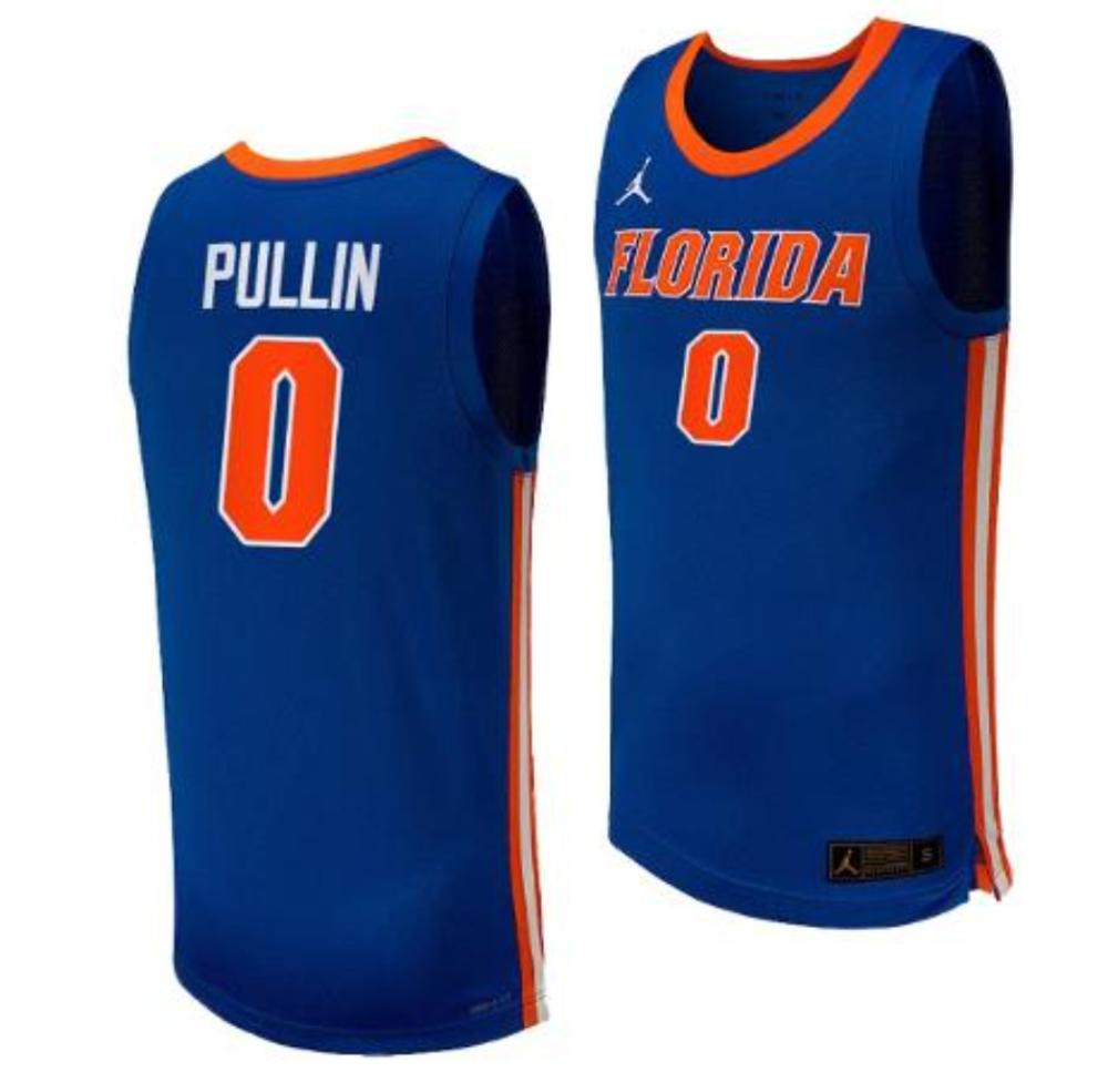 Mens Zyon Pullin Jersey 0 Florida Gators Basketball Replica Uniform Royal