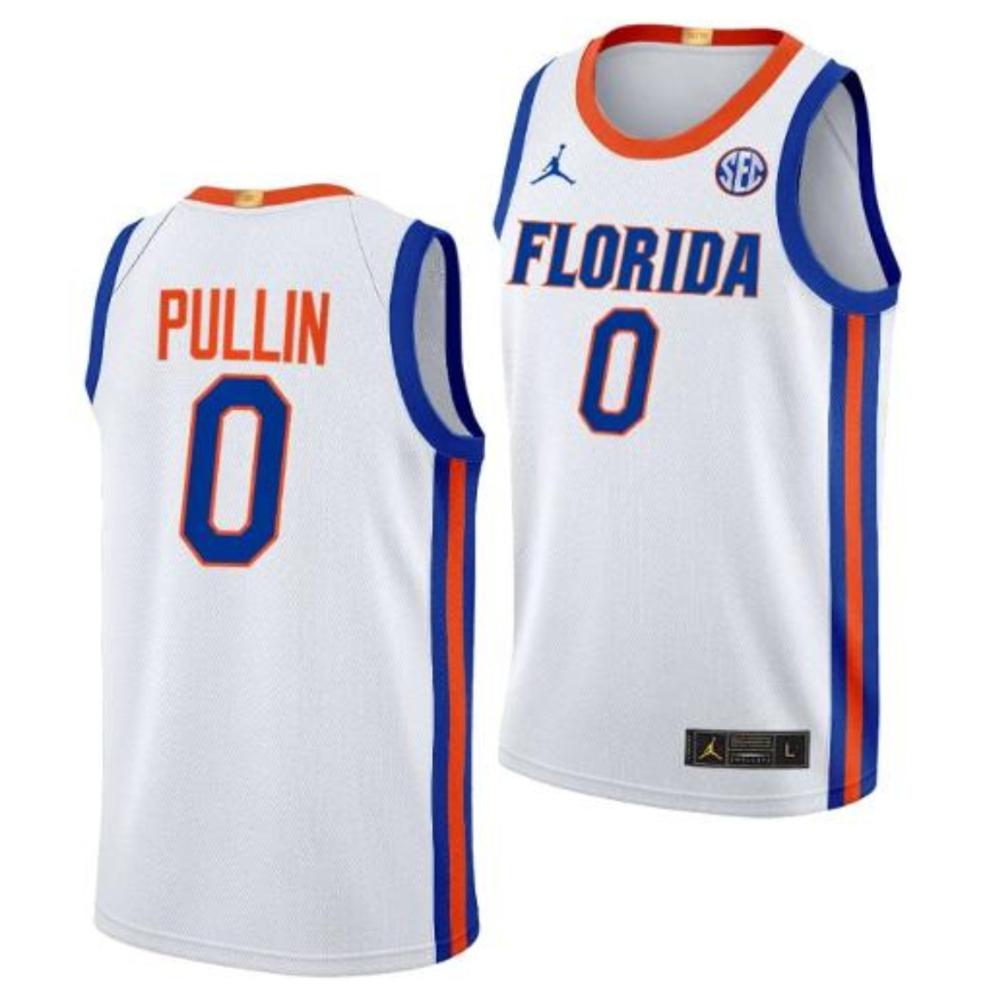 Mens Zyon Pullin Jersey 0 Florida Gators Limited Basketball Home White