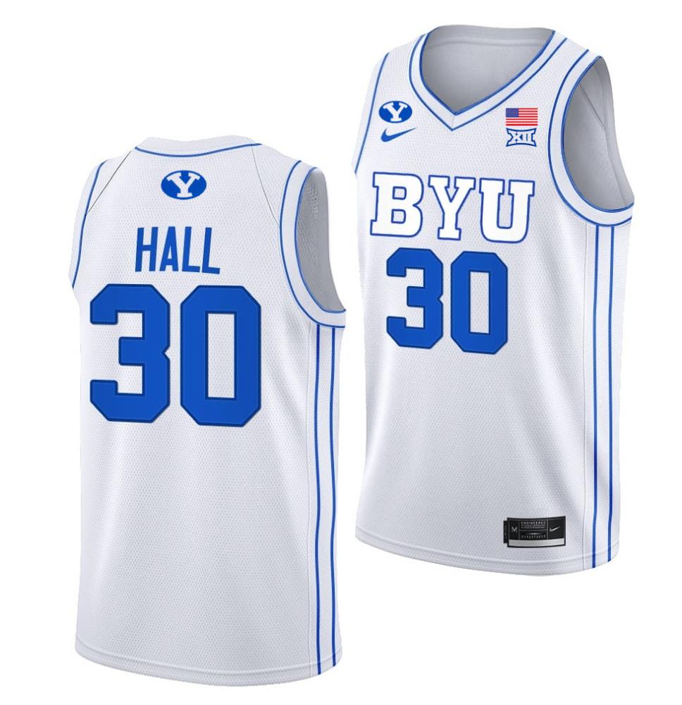 Menss Dallin Hall 30 Byu Cougars Ncaa 2023 24 College Basketball White Jersey