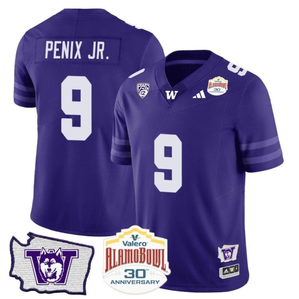 Michael Penix Jr Jersey 9 Washington Huskies Alamo Bowl Patch Football Purplefg1zwnwzrl_17