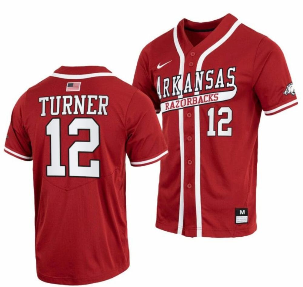 Michael Turner 12 Jersey Arkansas Razorbacks College Baseball Throwback Cardinal