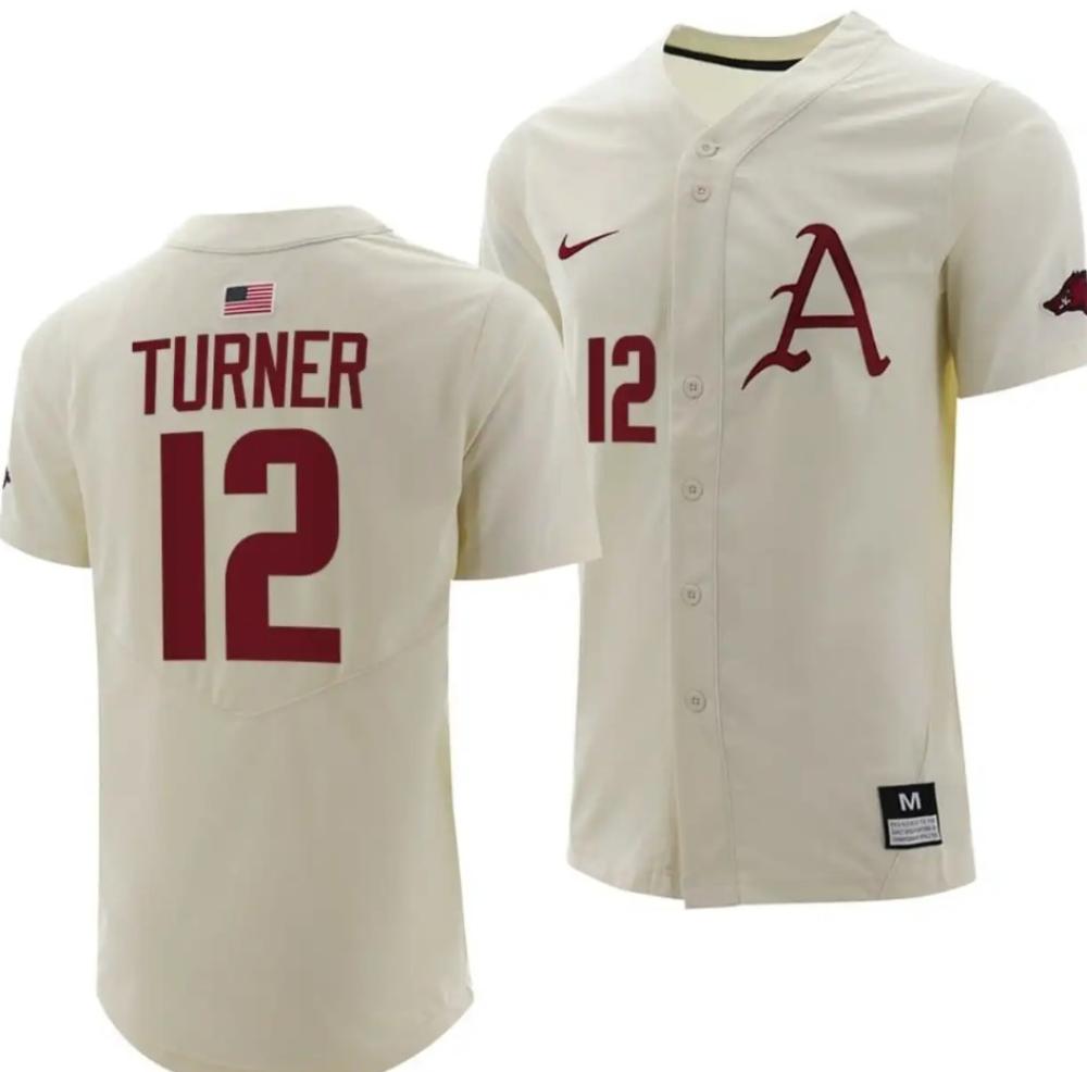 Michael Turner Jersey Arkansas Razorbacks College Baseball Full button Natural