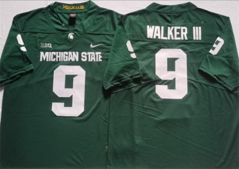 Michigan State Spartans 9 Walker Iii College Football Green Stitched Jersey