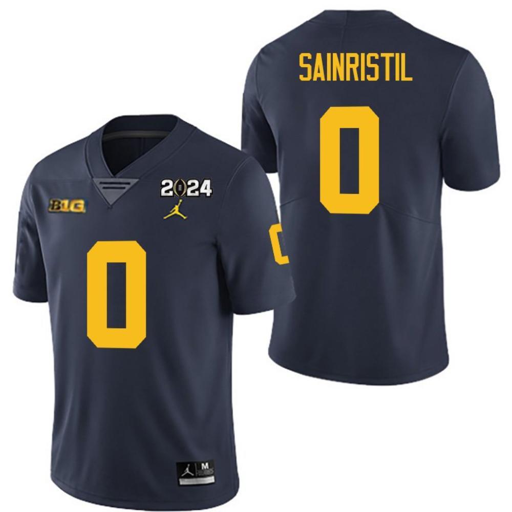 Michigan Wolverines 0 Mike Sainristil Navy Ncaa 2024 College Football Jersey