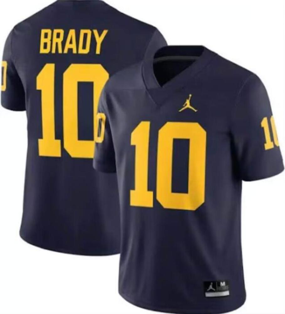 Michigan Wolverines 10 Tom Brady Navy Blue Stitched Jersey