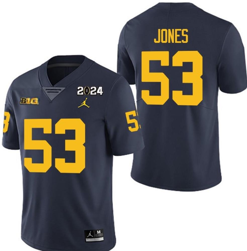 Michigan Wolverines 53 Trente Jones Navy 2024 College Men Jersey