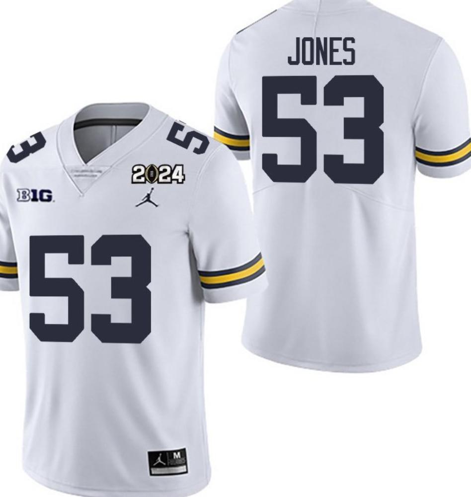 Michigan Wolverines 53 Trente Jones White 2024 College Men Jersey