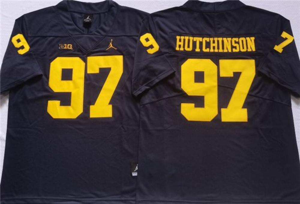 Michigan Wolverines 97 Aidan Hutchinson College Navy Stitched Jersey