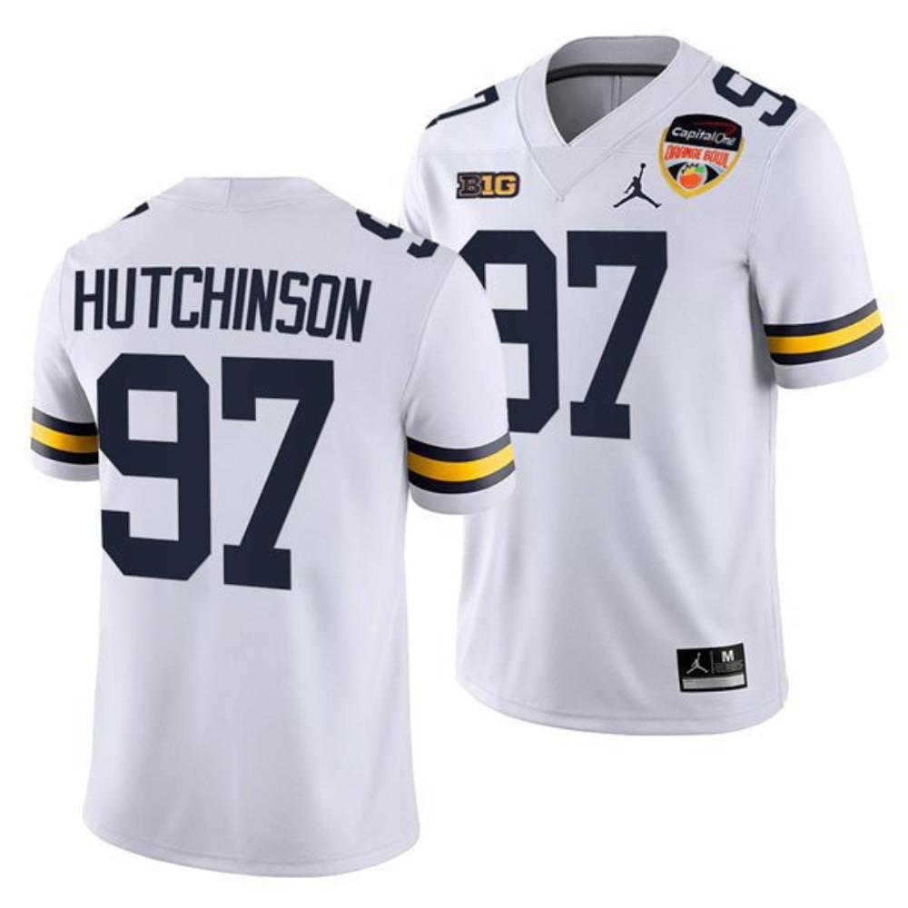 Michigan Wolverines 97 Aidan Hutchinson White College Stitched Football Jersey