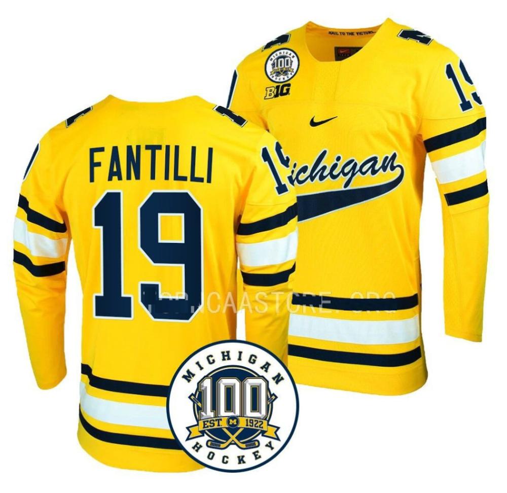 Michigan Wolverines Adam Fantilli 19 Jersey 2024 Ncaa Mens Hockey Champions