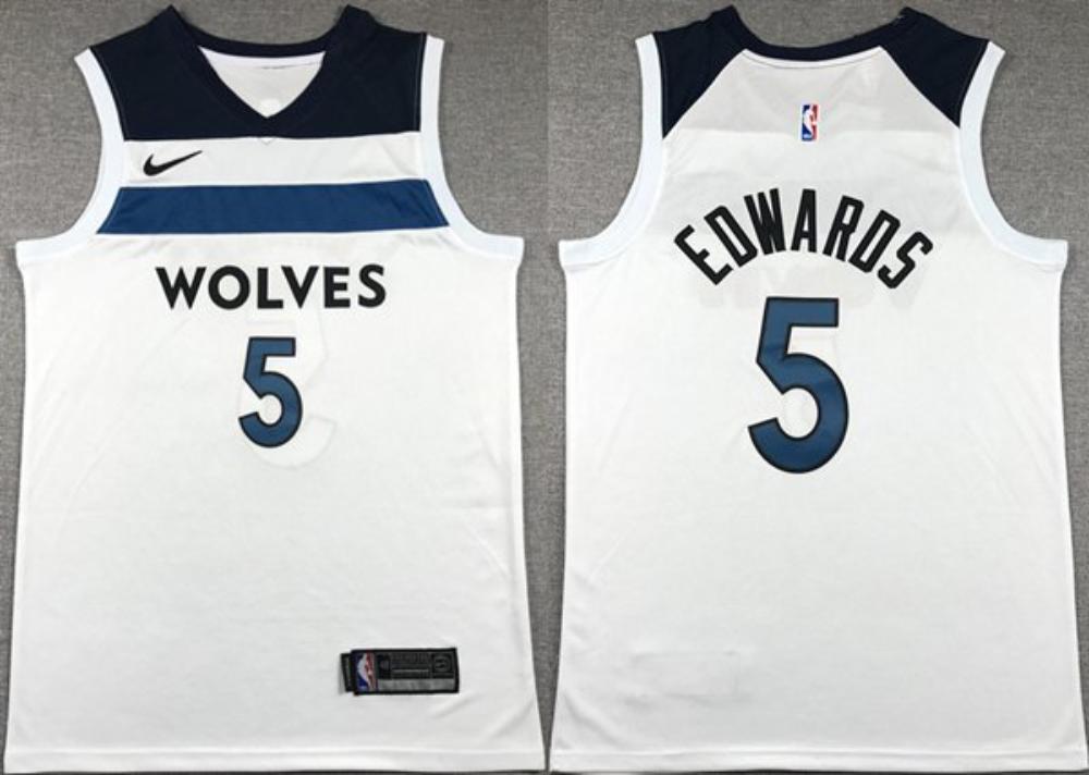 Minnesota Timberwolves 5 Anthony Edwards Jersey White Association Edition