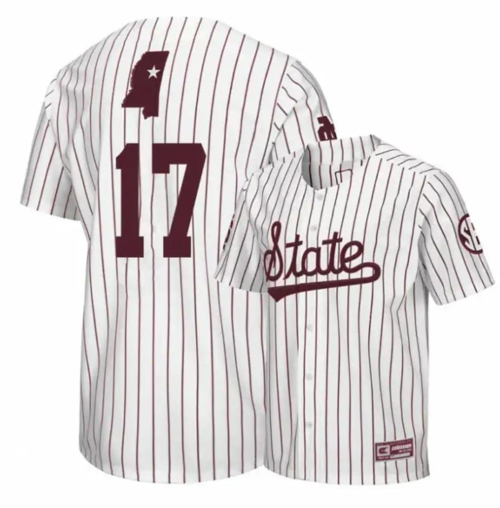 Mississippi State Bulldogs 17 Justin Foscue White Baseball Jersey