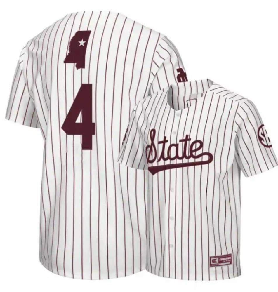 Mississippi State Bulldogs 4 Rowdey Jordan White Baseball Jersey