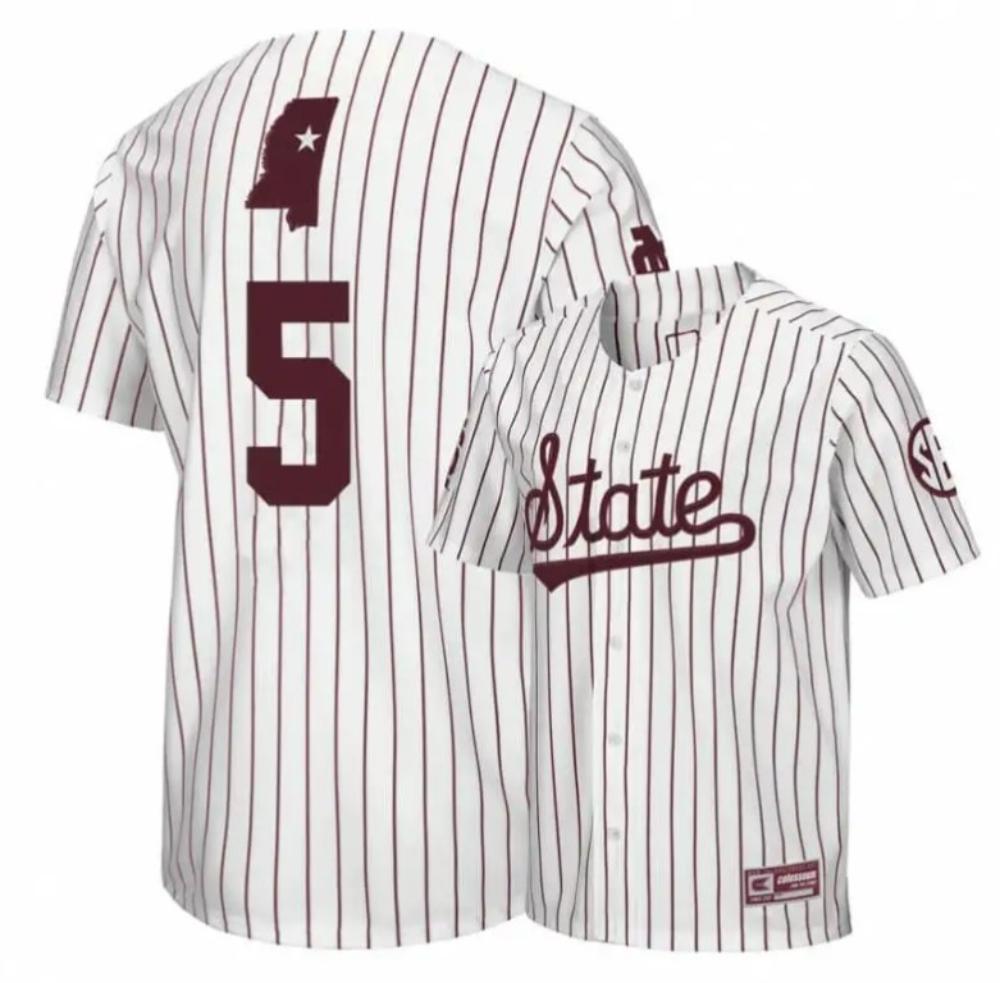 Mississippi State Bulldogs 5 Tanner Allen White Baseball Jersey