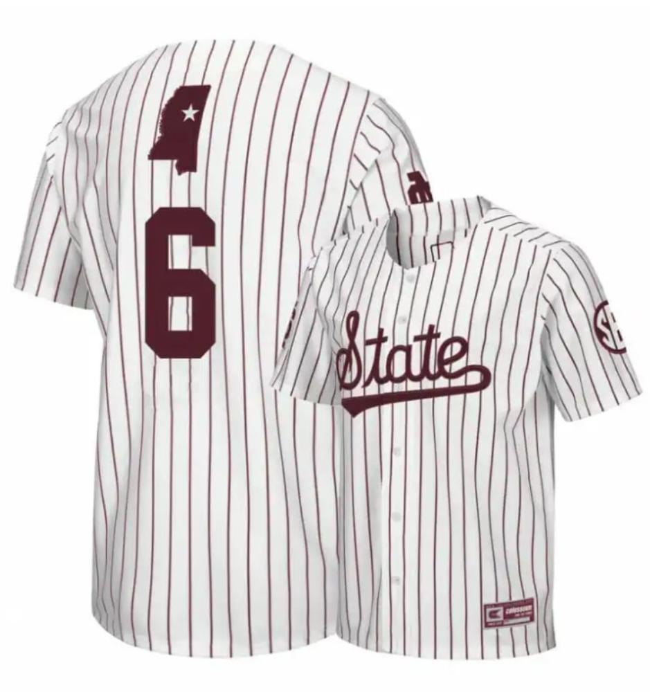 Mississippi State Bulldogs 6 Kamren James White Baseball Jersey