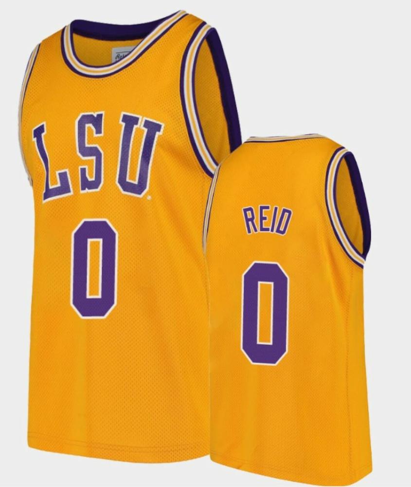 Naz Reid Jersey Lsu Tigers College Basketball Gold Replica 0