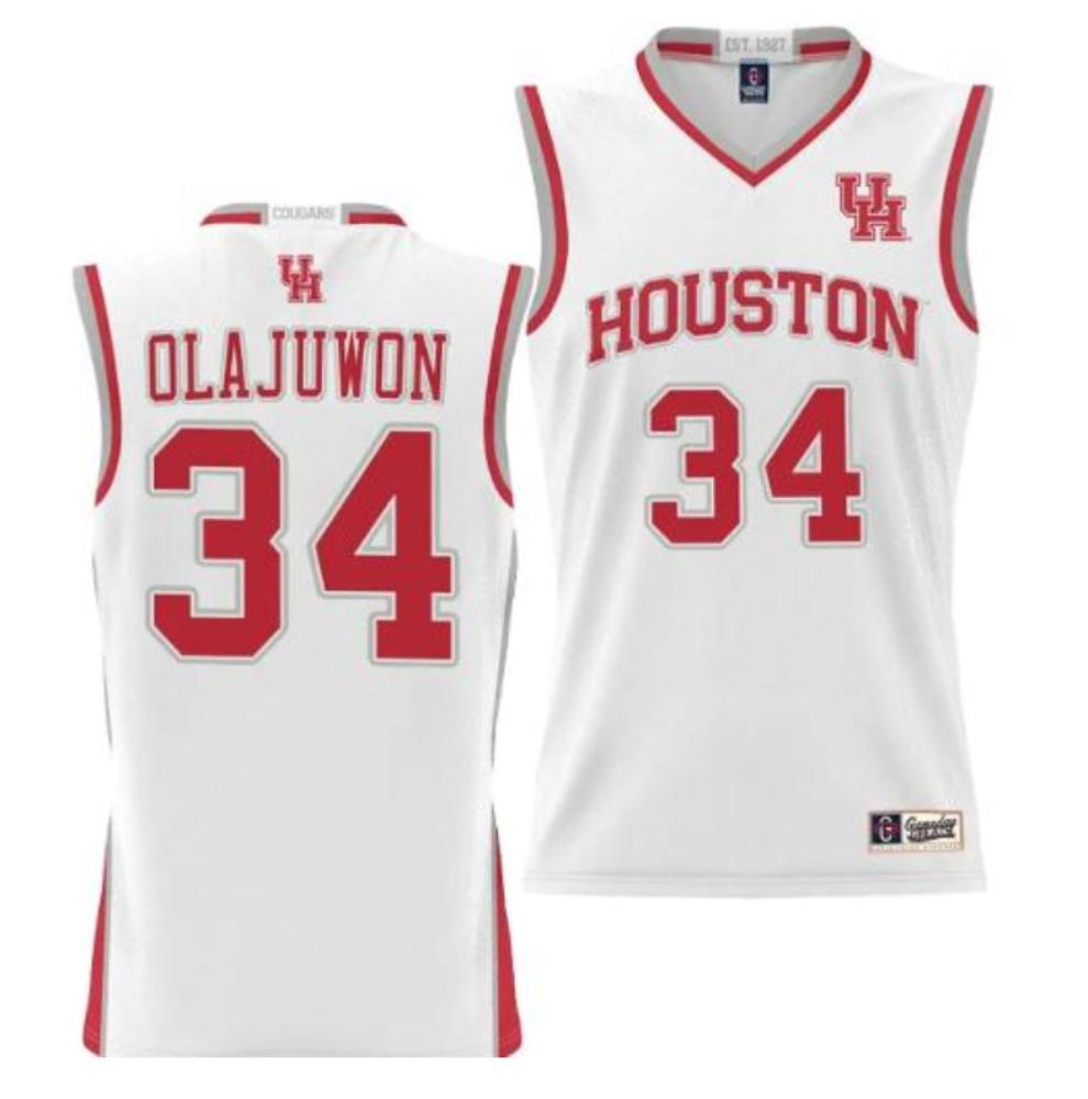 Ncaa 2023 24 Houston Cougars College Basketball White Jersey 34 Hakeem Olajuwon