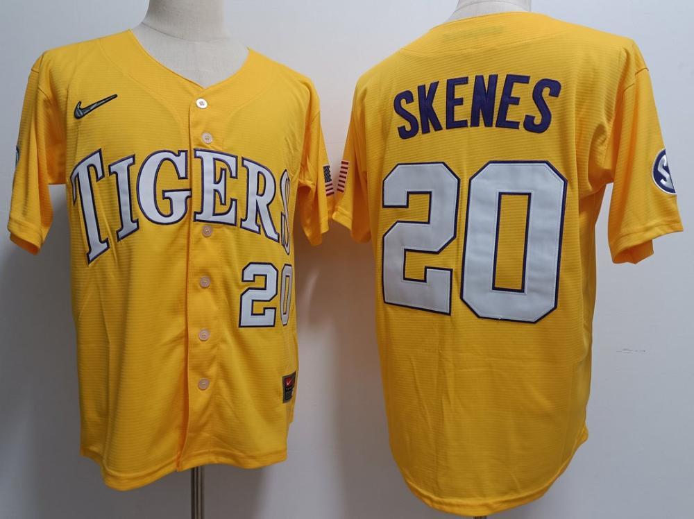 Ncaa 2023 24 Lsu Tigers College Football Jersey 20 Paul Skenes Yellow Jersey