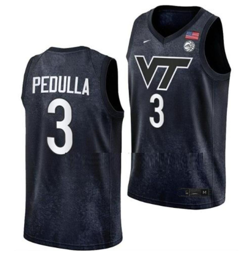 Ncaa 2023 24 Sean Pedulla 3 Virginia Tech Hokies College Basketball Jersey