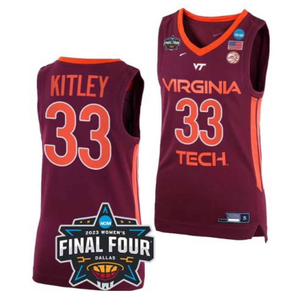 Ncaa 2023 24 Virginia Tech Hokies College Basketball Jersey 33 Elizabeth Kitley