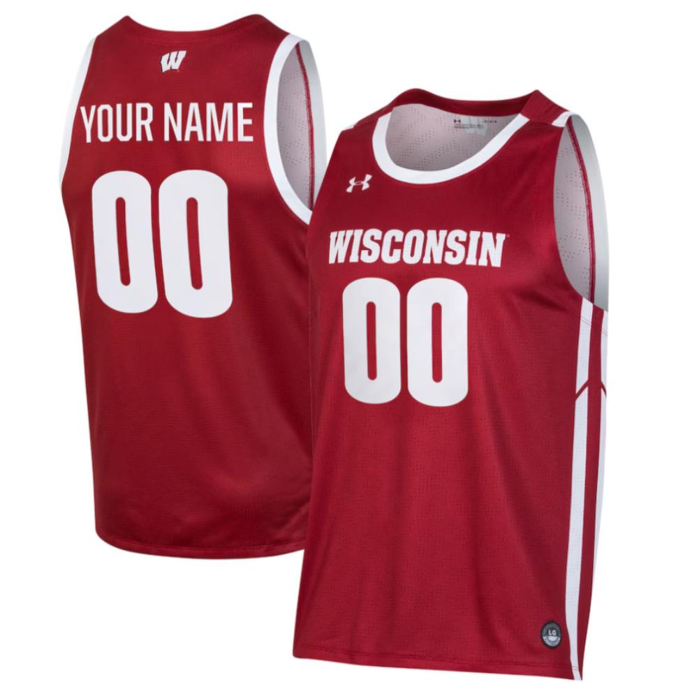 Ncaa 2023 24 Wisconsin Badgers Collge Basketball 00 Custom Red Jersey