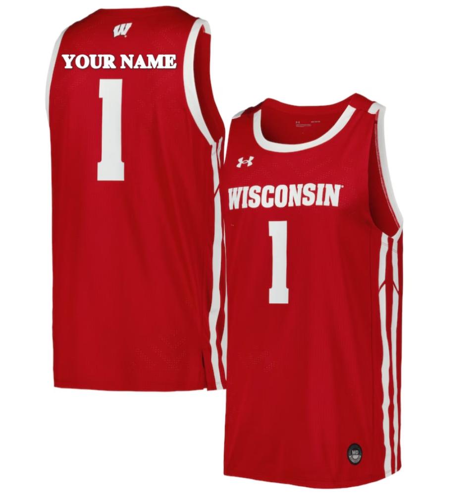 Ncaa 2023 24 Wisconsin Badgers Collge Basketball 1 Custom Your Name Red Jersey