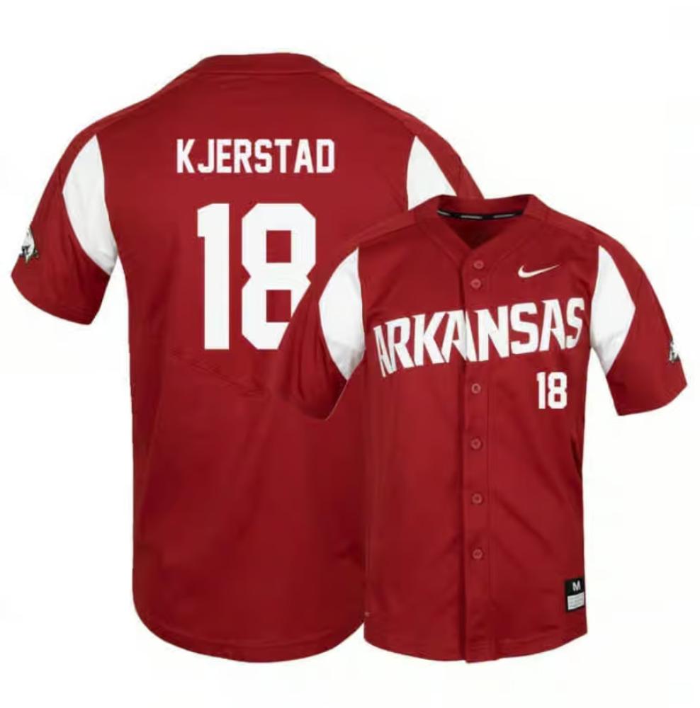 Ncaa 2024 Arkansas Razorbacks 18 Heston Kjerstad Red Elite Baseball Jersey