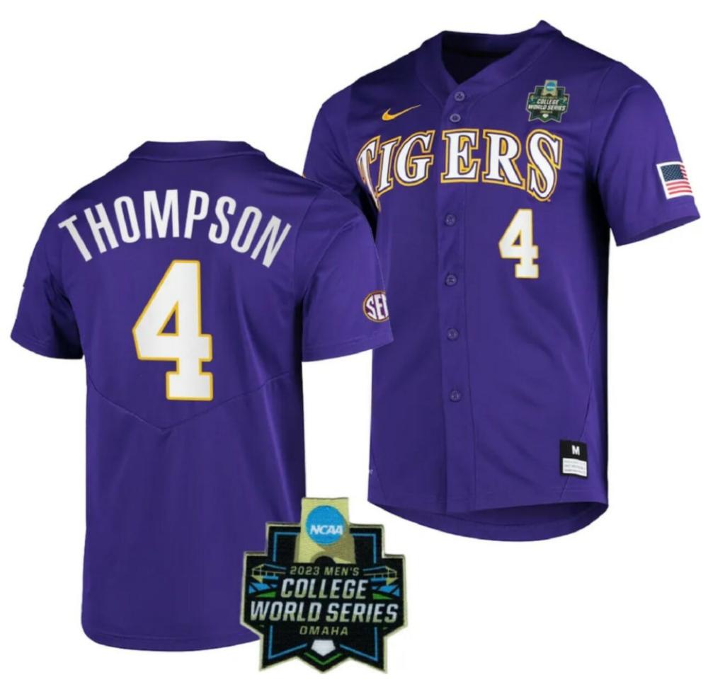 Ncaa College World Series Champions 4 Thompson Lsu Tigers Baseball Jersey