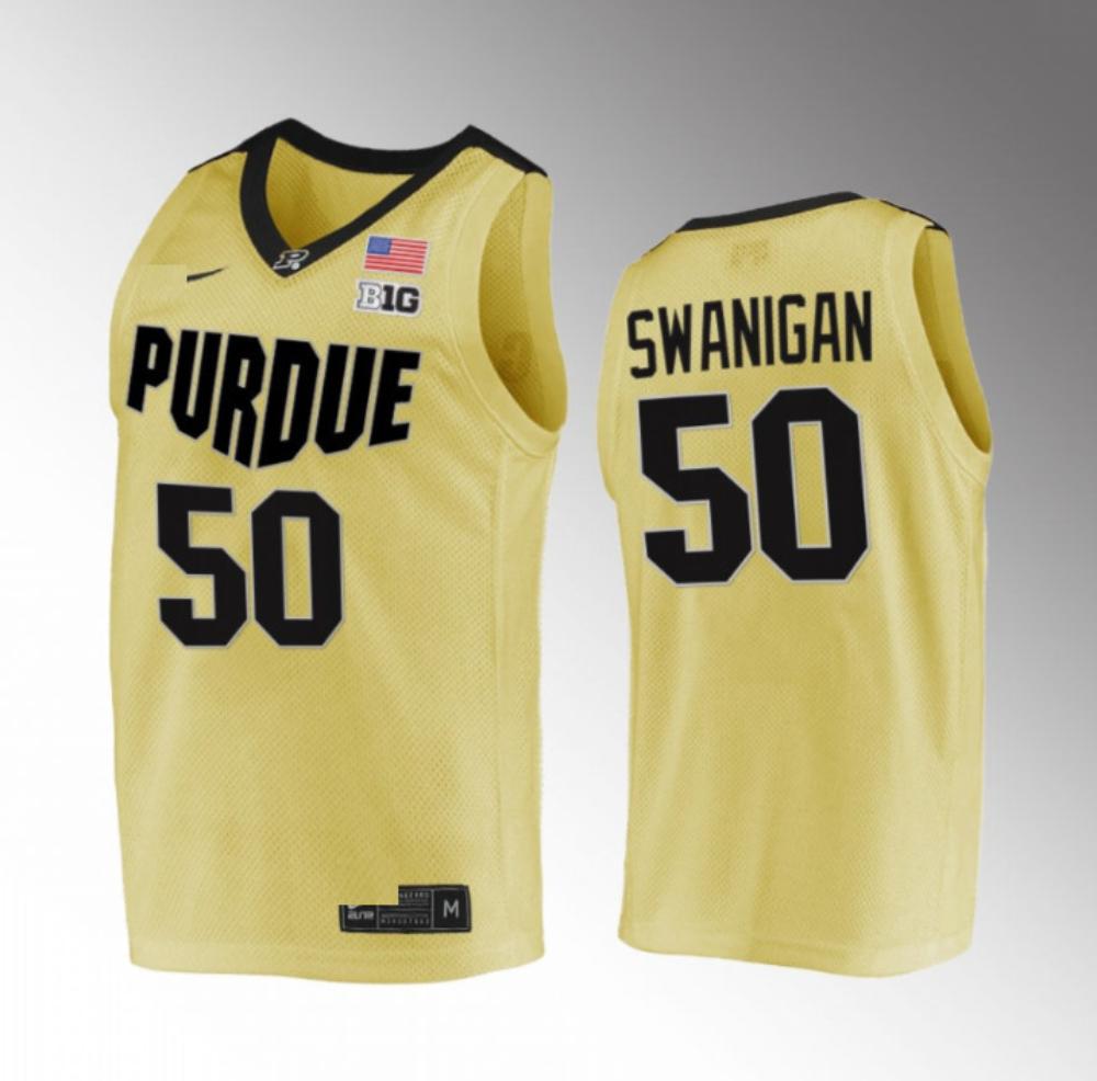 Ncaa Purdue Boilermakers College Basketball Jersey Gold 50 Caleb Swanigan