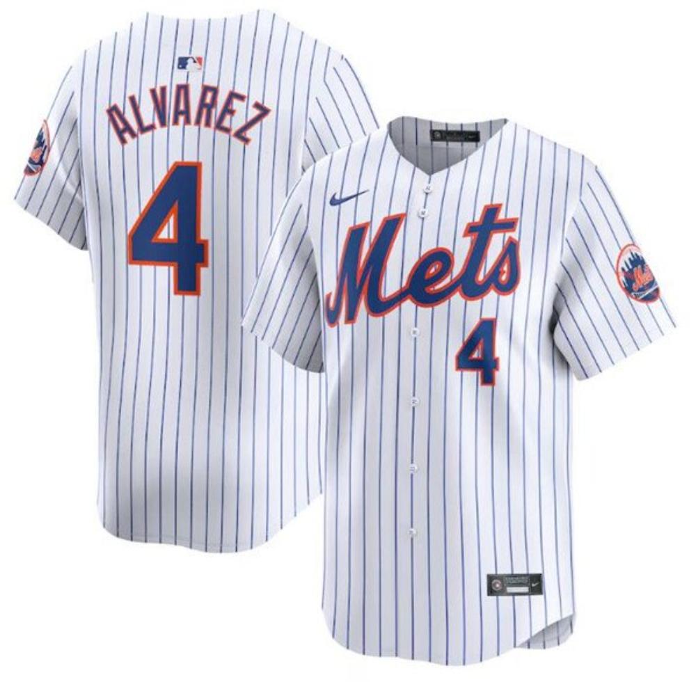 New York Mets 4 Francisco Alvarez Jersey White 2024 Limited Stitched Baseball
