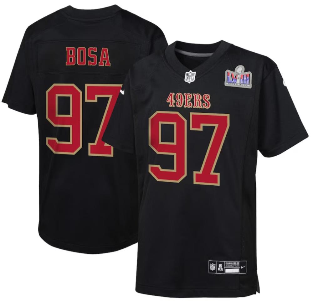 Nick Bosa 97 Black San Francisco 49ers Super Bowl Lviii Patch Game Jersey