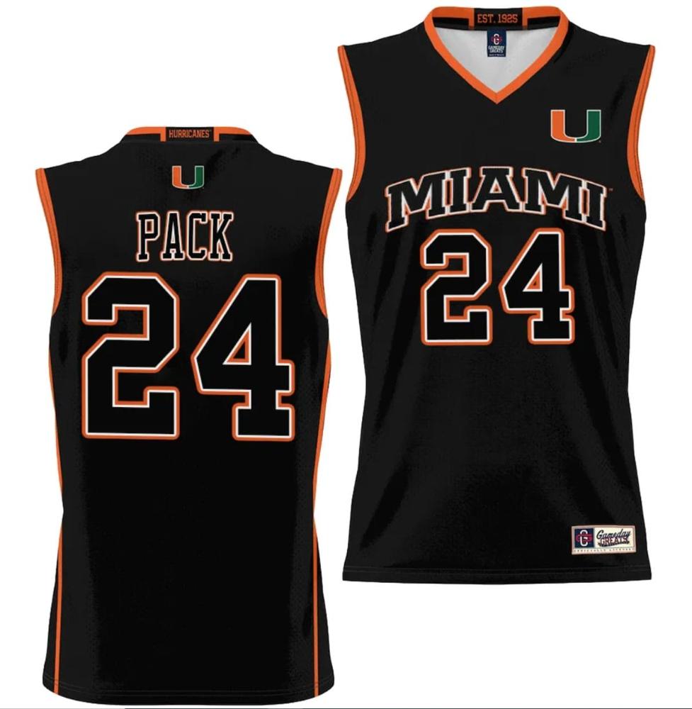 Nijel Pack Jersey 24 Miami Hurricanes Nil College Basketball Lightweight Black