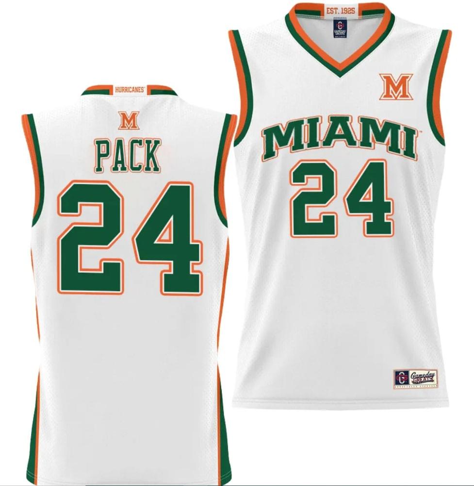 Nijel Pack Jersey 24 Miami Hurricanes Nil College Basketball Lightweight White