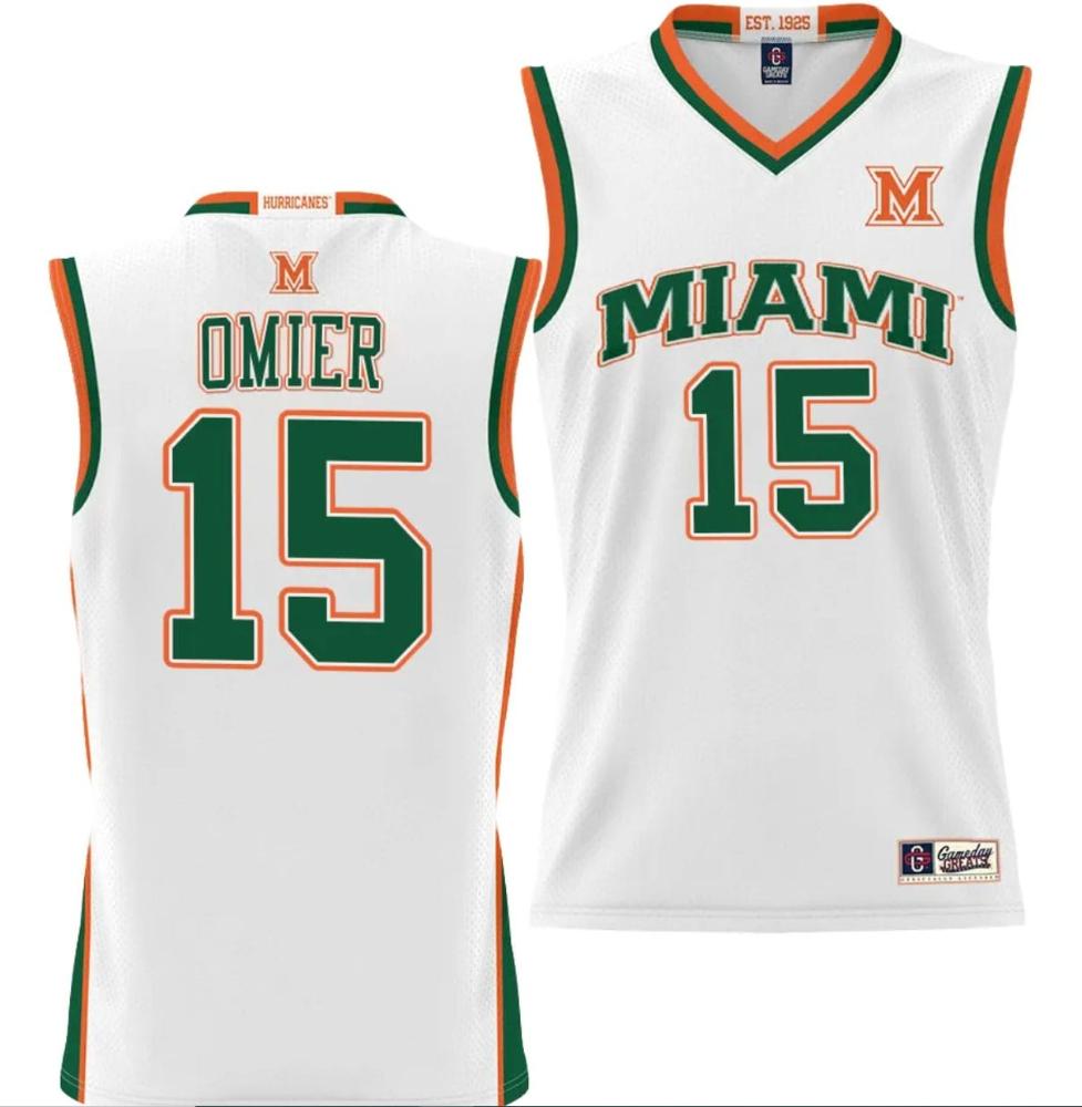 Norchad Omier Jersey 15 Miami Hurricanes Nil College Basketball Lightweight Wh