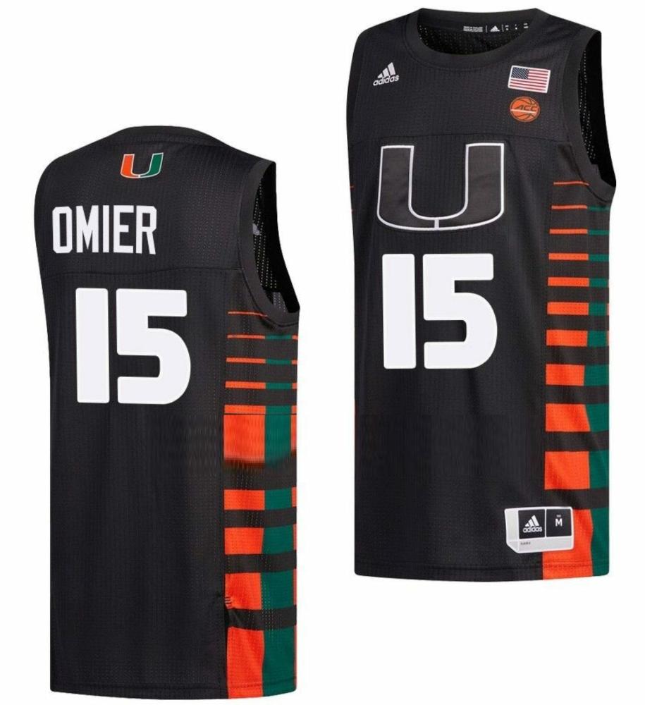 Norchad Omier Jersey Miami Hurricanes College Basketball Black 15