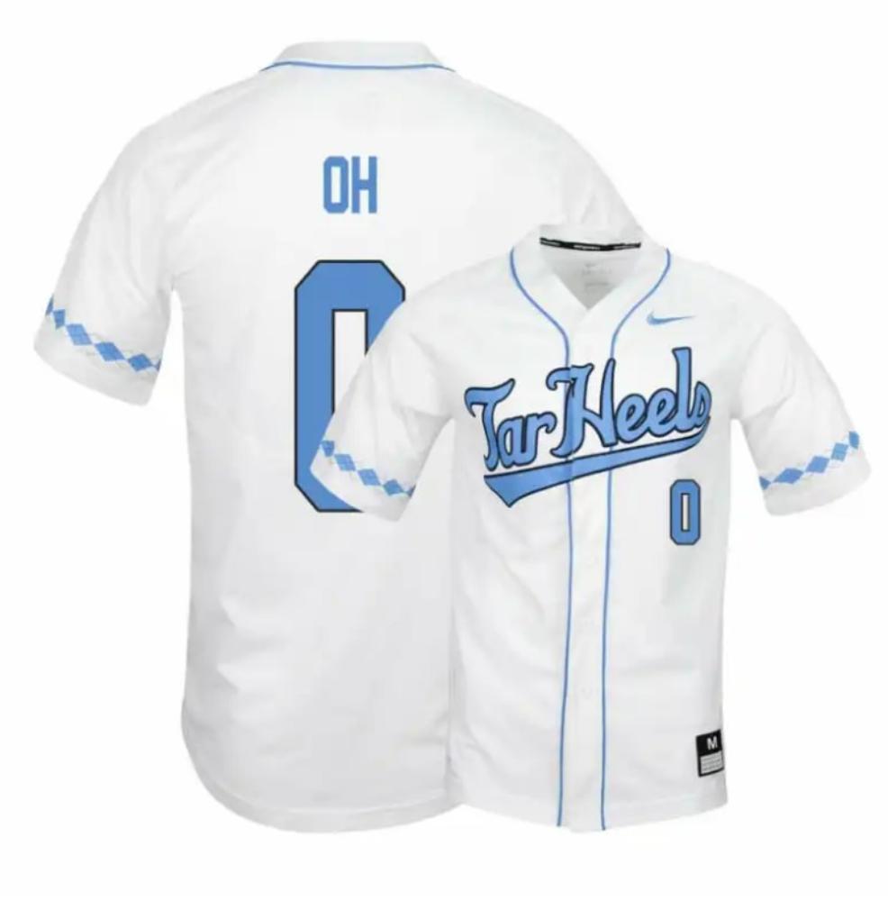 North Carolina Tar Heels 0 Michael Oh White Elite Baseball Jersey