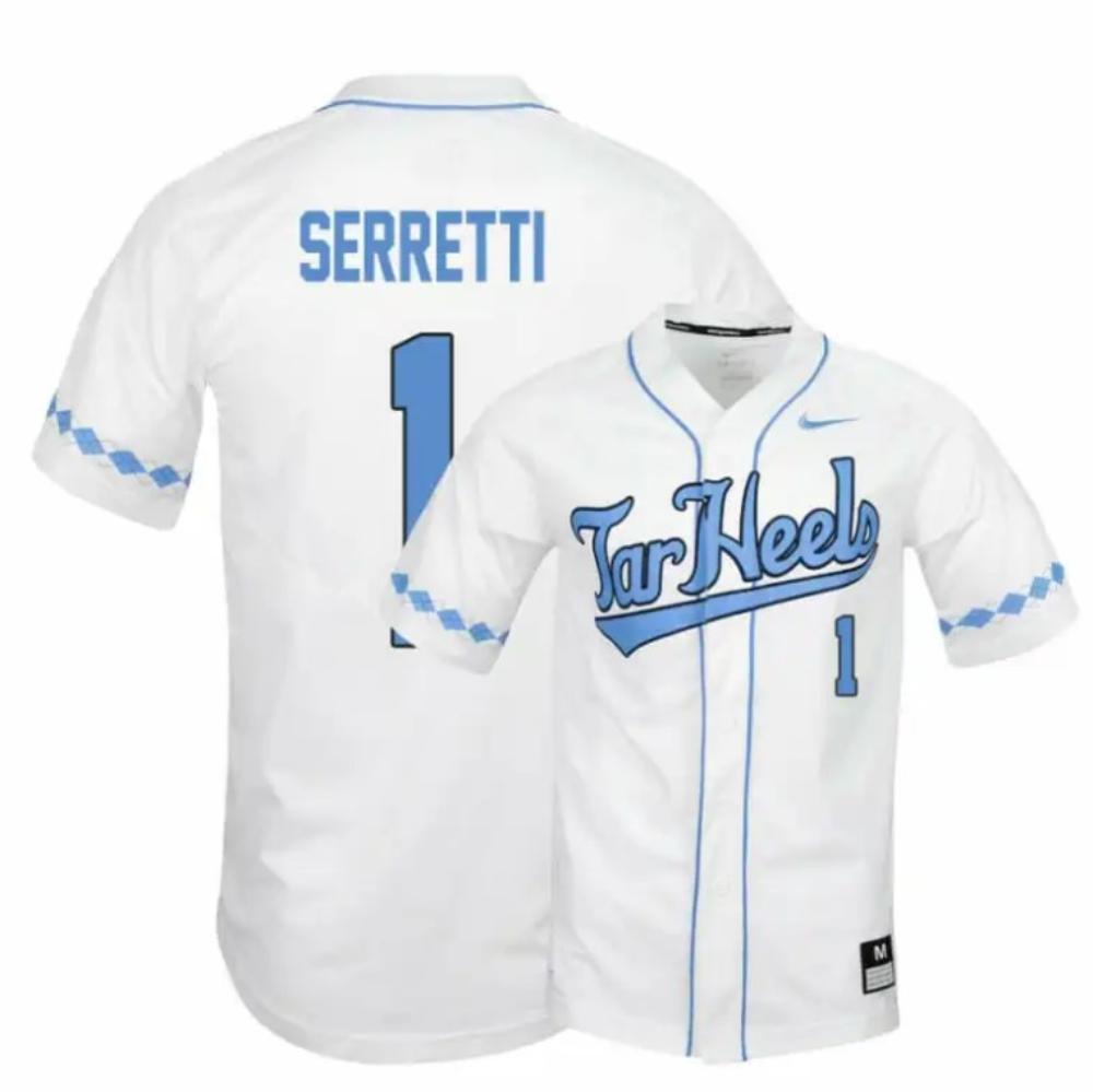 North Carolina Tar Heels 1 Danny Serretti White Elite Baseball Jersey